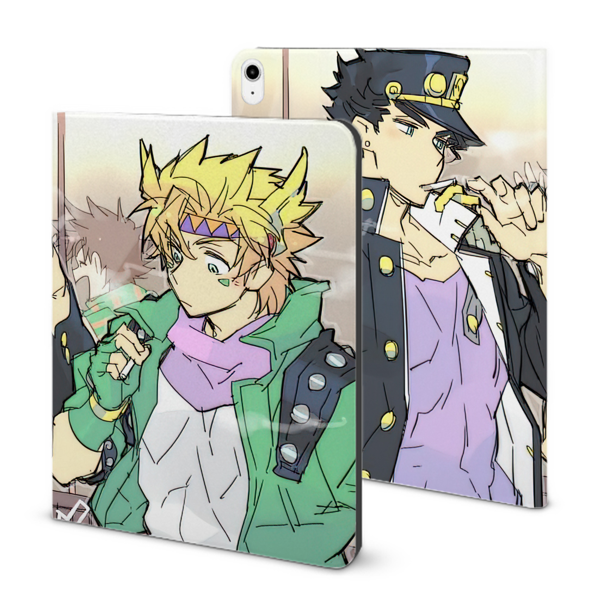 （画像用） ジョジョの奇妙な冒険 JoJo's Bizarre Adventure IPadケース ペンホルダー付き ブックスタイルデザイン